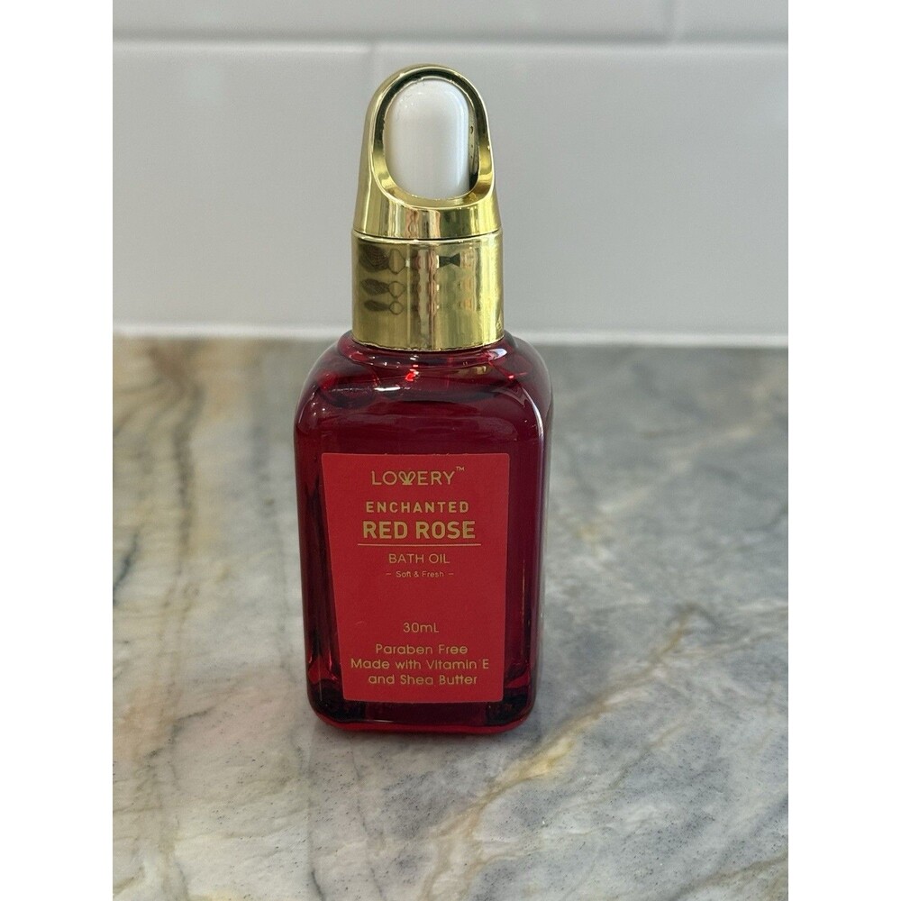 LOVERY Enchanted Red Rose Bath Oil 30mL W/Vitamin E, Shea Butter, Paraben Free